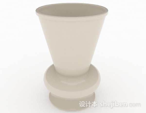 设计本白色陶瓷广口花瓶3d模型下载