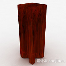方形木质矮凳3d模型下载