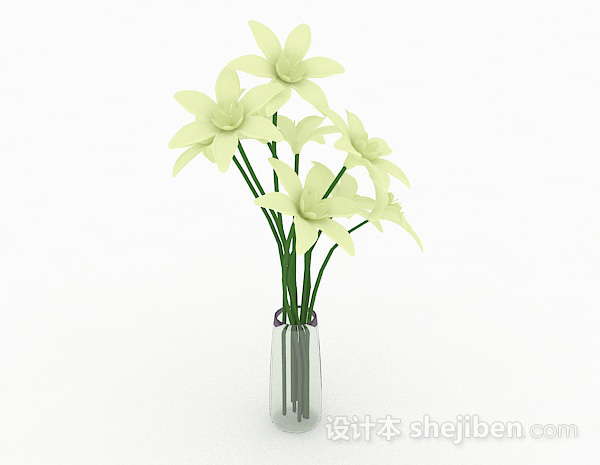 现代风格白色花卉室内插花摆设品3d模型下载