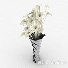 黑色螺旋状广口花瓶3d模型下载