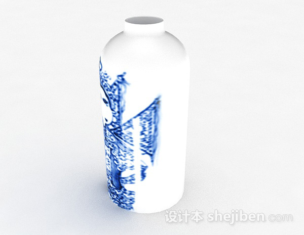 中式风格中式风格白色陶瓷摆件3d模型下载