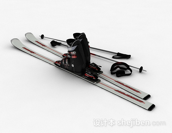 银色双板雪橇3d模型下载