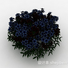 蓝色花朵观赏花丛3d模型下载