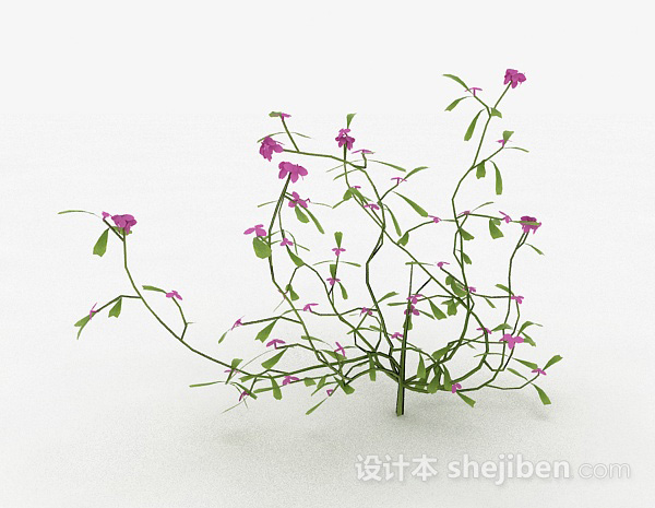 免费紫色花卉植物3d模型下载