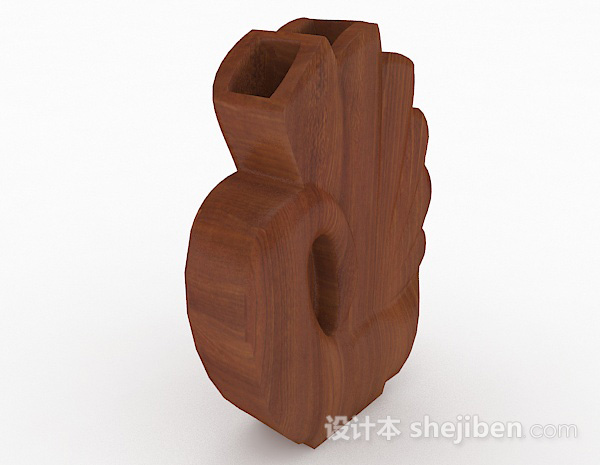 设计本棕色木质雕刻摆设品3d模型下载