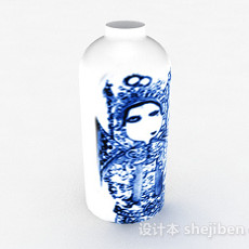 中式风格白色陶瓷摆件3d模型下载