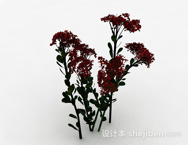 红色花朵花丛3d模型下载