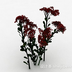 红色花朵花丛3d模型下载