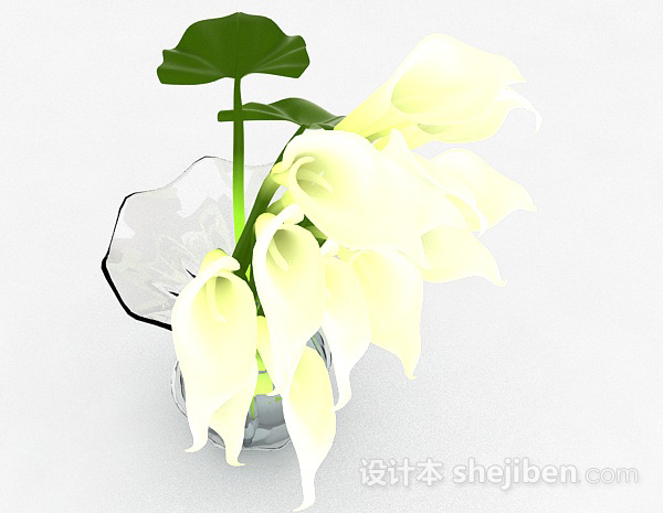 设计本广口玻璃花瓶3d模型下载
