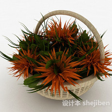 室内装饰橙色花卉3d模型下载