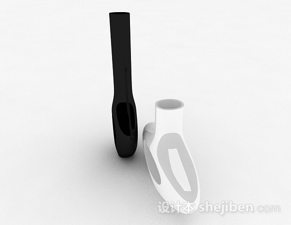 免费时尚黑白双色陶瓷花瓶3d模型下载