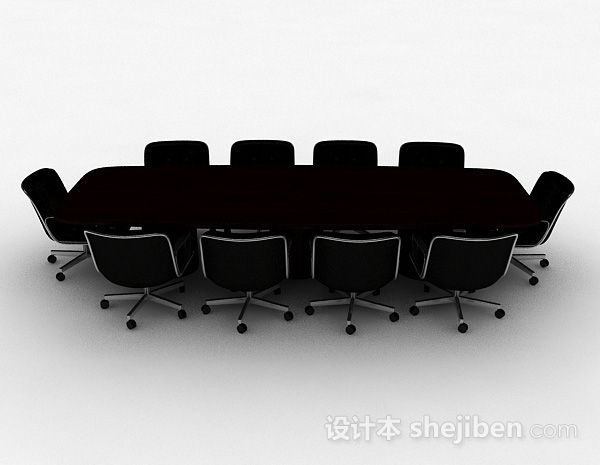 现代风格现代风格木质会议桌椅组合3d模型下载