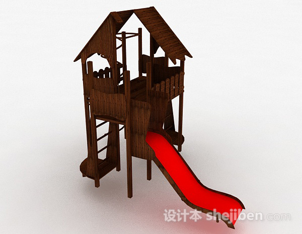 双层木质滑梯3d模型下载
