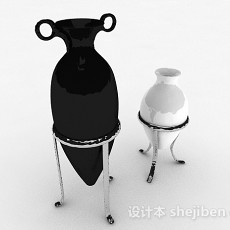 黑白色色尖底花瓶3d模型下载