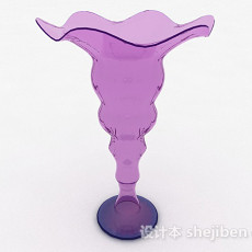 紫色广口玻璃花瓶3d模型下载