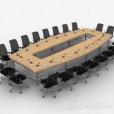 黄色会议桌椅3d模型下载