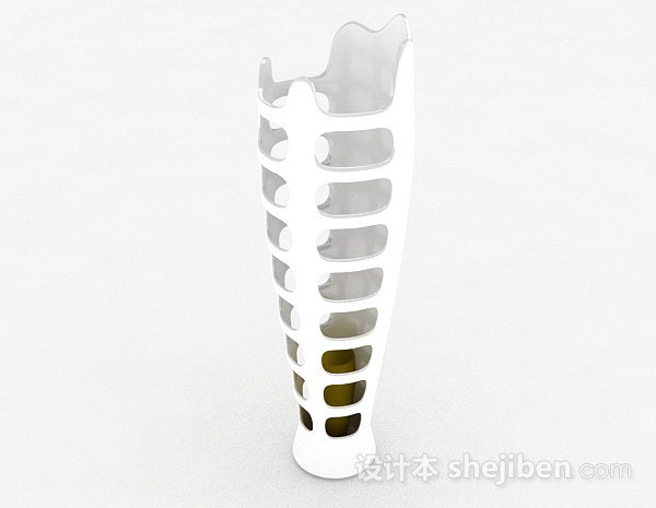免费白色镂空陶瓷花瓶3d模型下载