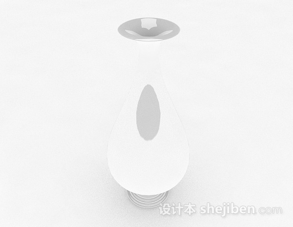 设计本白色喇叭口陶瓷花瓶3d模型下载