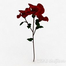 红色装饰花卉3d模型下载