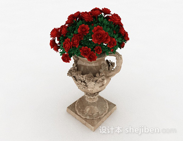 欧式浮雕大肚花瓶3d模型下载