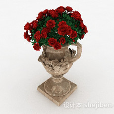 欧式浮雕大肚花瓶3d模型下载