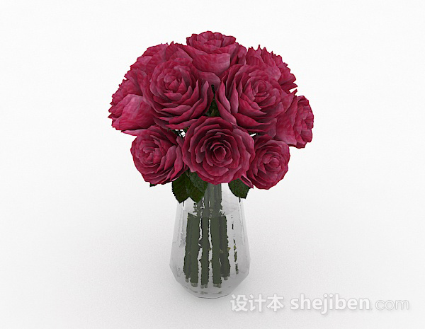 现代风格红色花朵家居花卉摆设品3d模型下载