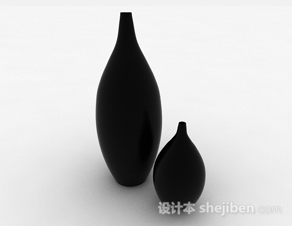 现代风格黑色大肚瓷器瓶3d模型下载