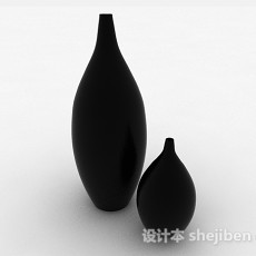 现代风格黑色大肚瓷器瓶3d模型下载