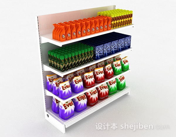超市货物展示架3d模型下载
