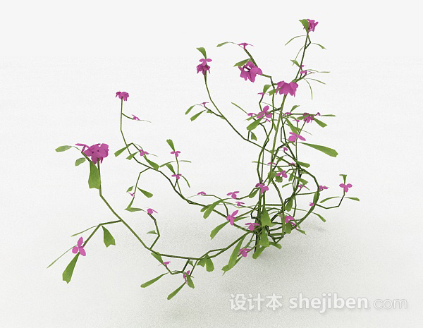 设计本紫色花卉植物3d模型下载