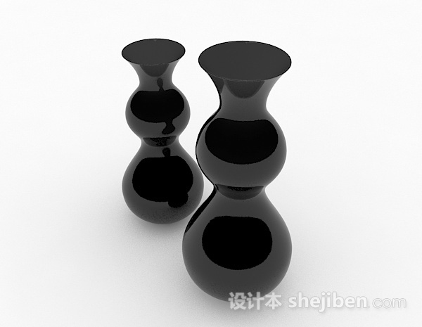 现代风格黑色葫芦在陶瓷花瓶3d模型下载