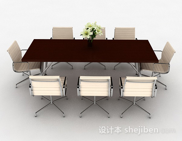 现代风格现代风格长方形会议桌椅组合3d模型下载