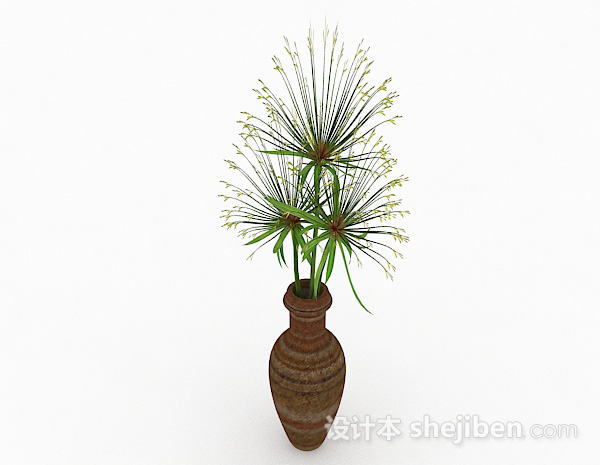 现代风格绿色花卉植物室内插花摆设3d模型下载