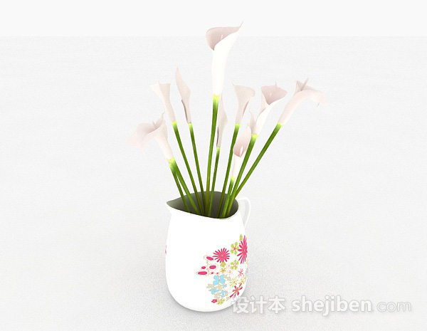 现代风格摆设花卉图案花纹花瓶3d模型下载