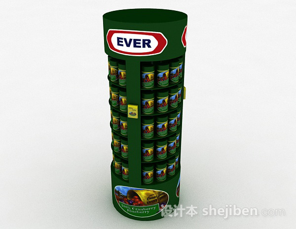 设计本绿色罐头展示台3d模型下载
