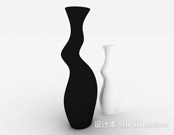 现代风格黑白色陶瓷花瓶3d模型下载