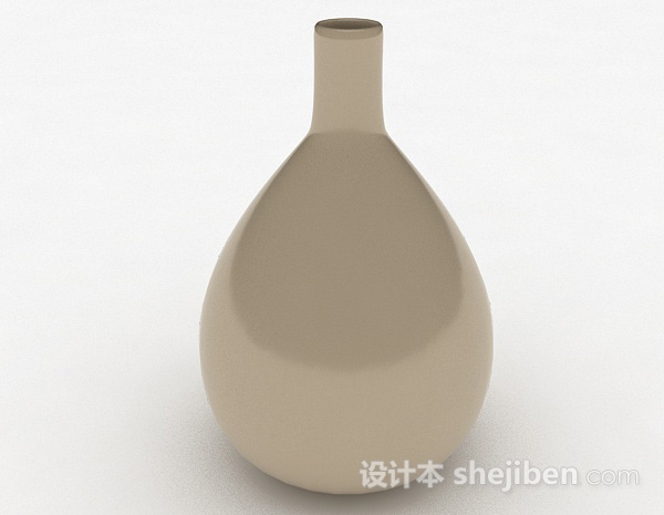 现代风格浅棕色大肚陶瓷花瓶3d模型下载