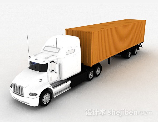 现代风格白色集装箱车3d模型下载