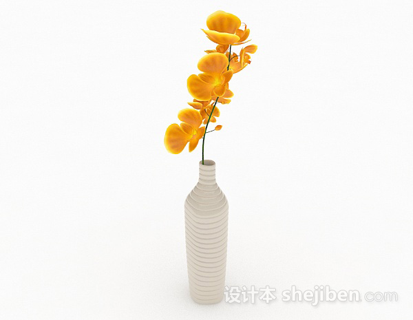 设计本黄色花卉家居摆设品3d模型下载