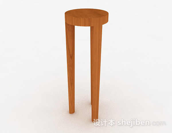 浅木色木质三脚椅