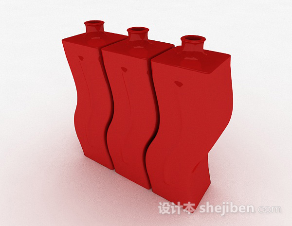 红色弯曲造型水瓶3d模型下载
