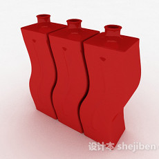 红色弯曲造型水瓶3d模型下载