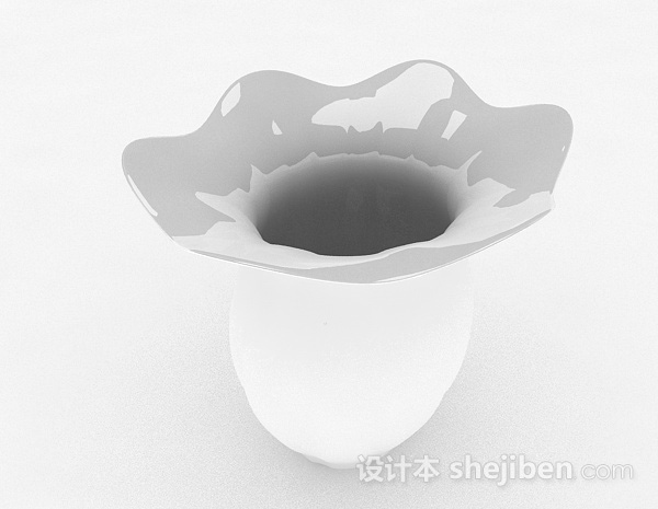 设计本现代风格白色曲线瓷器瓶3d模型下载