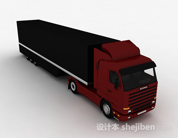 红黑色大卡车3d模型下载