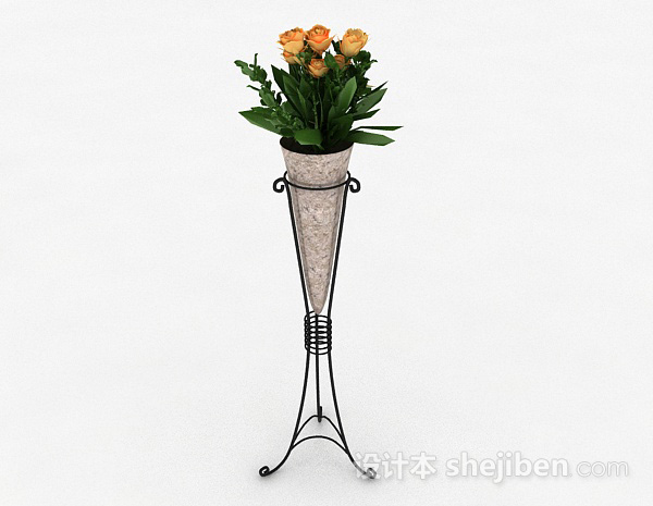 欧式风格橙色花朵花瓶