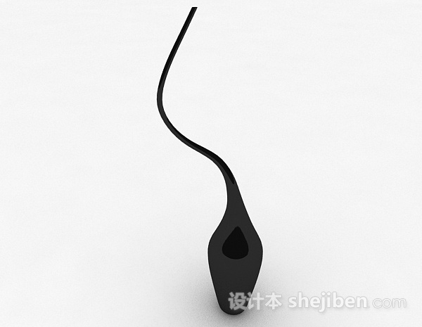 免费黑色陶瓷造型细口花瓶3d模型下载