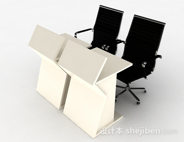 免费办公桌椅组合3d模型下载