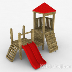 室外公园红色滑滑梯3d模型下载