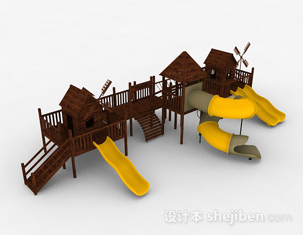 黄色室外公园滑滑梯3d模型下载