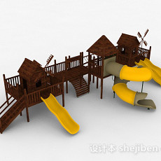 黄色室外公园滑滑梯3d模型下载